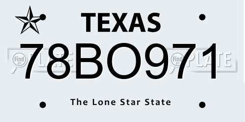 78BO971 Texas License Plate
