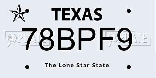 78BPF9 Texas License Plate