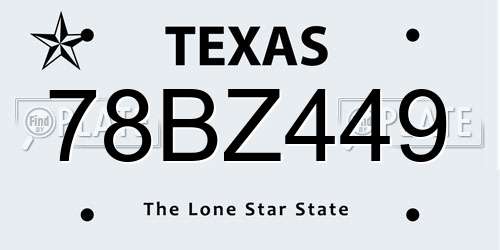 78BZ449 Texas License Plate