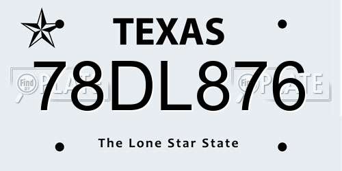78DL876 Texas License Plate