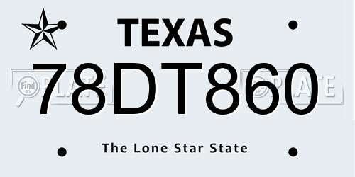 78DT860 Texas License Plate