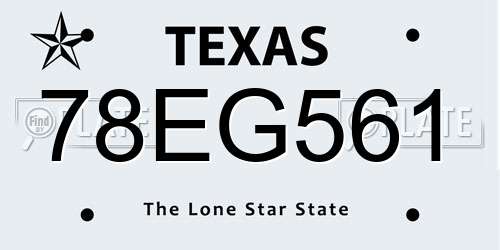 78EG561 Texas License Plate