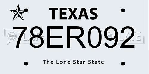 78ER092 Texas License Plate