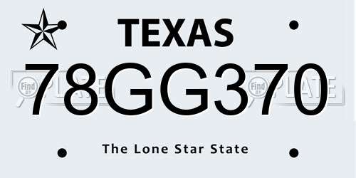 78GG370 Texas License Plate