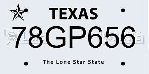 78GP656 Texas License Plate