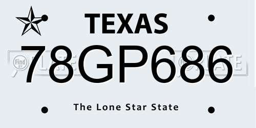 78GP686 Texas License Plate