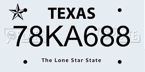 78KA688 Texas License Plate