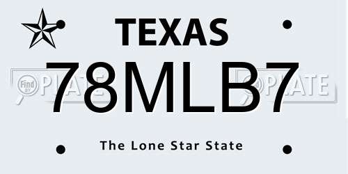 78MLB7 Texas License Plate