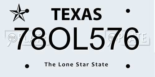 78OL576 Texas License Plate