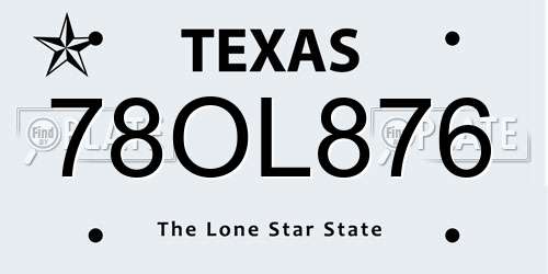 78OL876 Texas License Plate