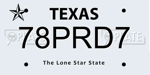 78PRD7 Texas License Plate