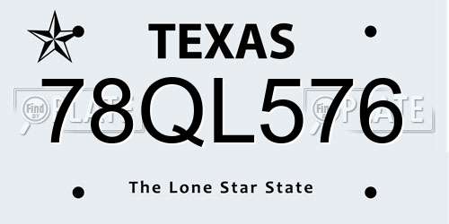 78QL576 Texas License Plate