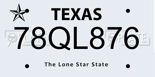 78QL876 Texas License Plate