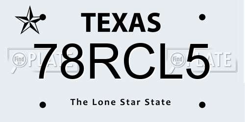 78RCL5 Texas License Plate