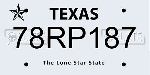 78RP187 Texas License Plate
