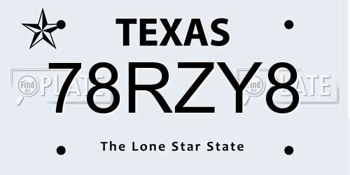 78RZY8 Texas License Plate