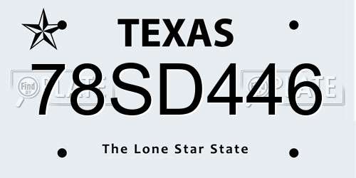 78SD446 Texas License Plate