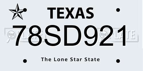 78SD921 Texas License Plate