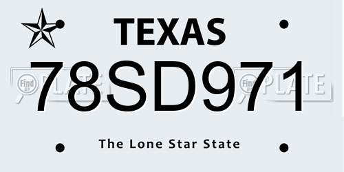 78SD971 Texas License Plate