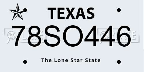 78SO446 Texas License Plate