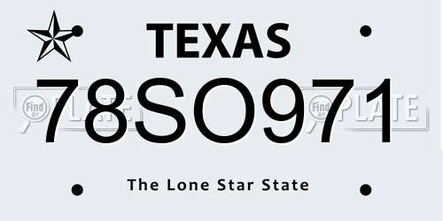 78SO971 Texas License Plate