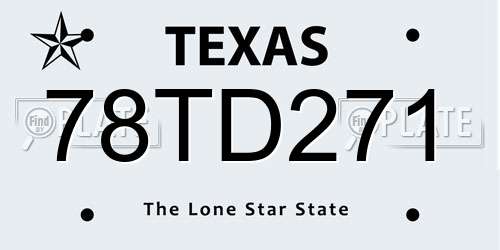 78TD271 Texas License Plate