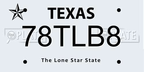 78TLB8 Texas License Plate