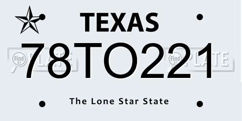 78TO221 Texas License Plate