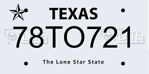 78TO721 Texas License Plate