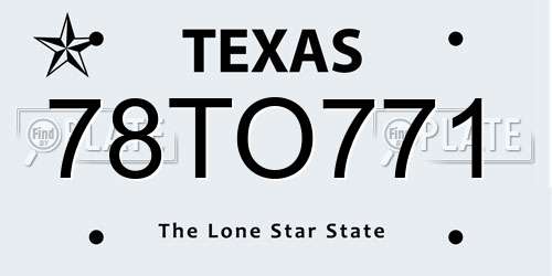78TO771 Texas License Plate