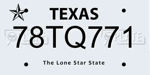 78TQ771 Texas License Plate