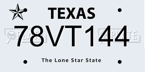 78VT144 Texas License Plate