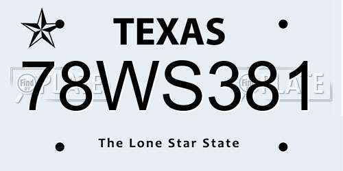 78WS381 Texas License Plate