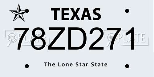 78ZD271 Texas License Plate