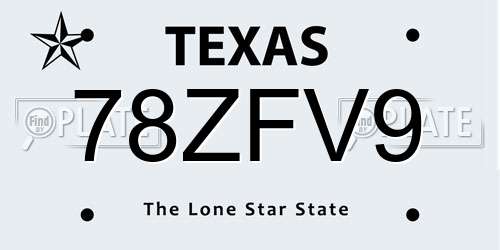 78ZFV9 Texas License Plate