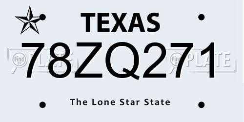 78ZQ271 Texas License Plate