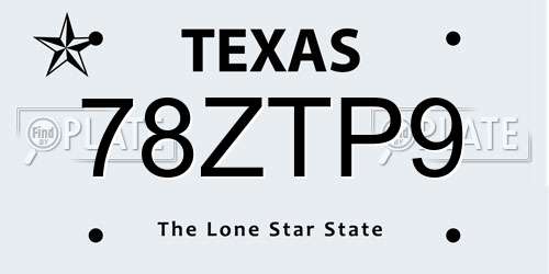 78ZTP9 Texas License Plate