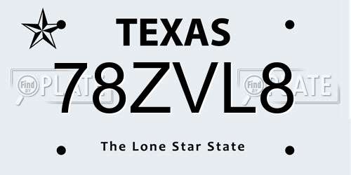 78ZVL8 Texas License Plate