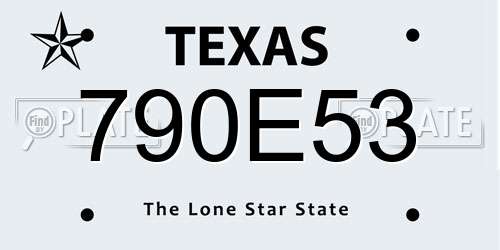 790E53 Texas License Plate