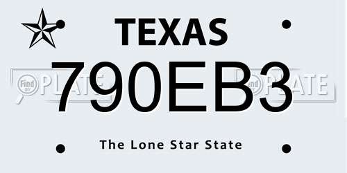 790EB3 Texas License Plate