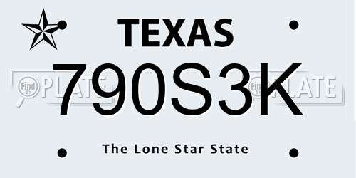 790S3K Texas License Plate