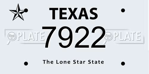 7922 Texas License Plate