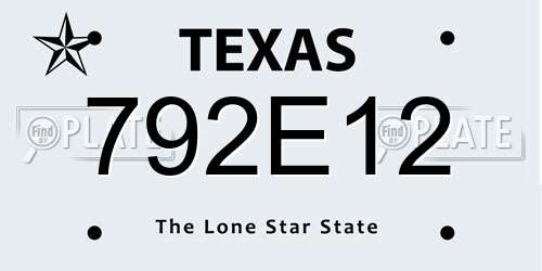 792E12 Texas License Plate