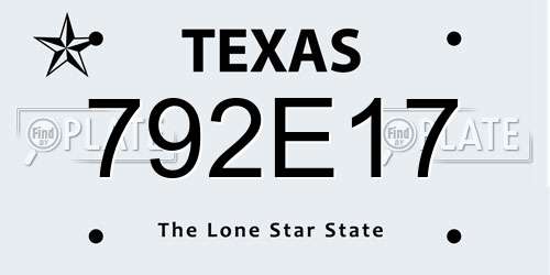 792E17 Texas License Plate