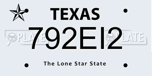 792EI2 Texas License Plate
