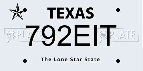 792EIT Texas License Plate