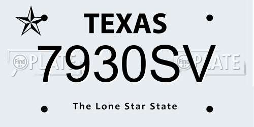 7930SV Texas License Plate