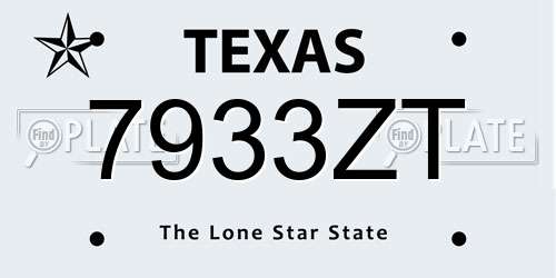 7933ZT Texas License Plate