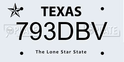 793DBV Texas License Plate