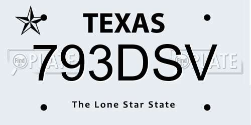 793DSV Texas License Plate